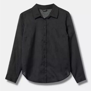 Torrid Sheer Black Button-Up Blouse